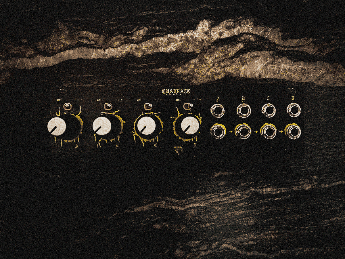 yawning youth's quadratt 1U module with homemade paper panel overlay